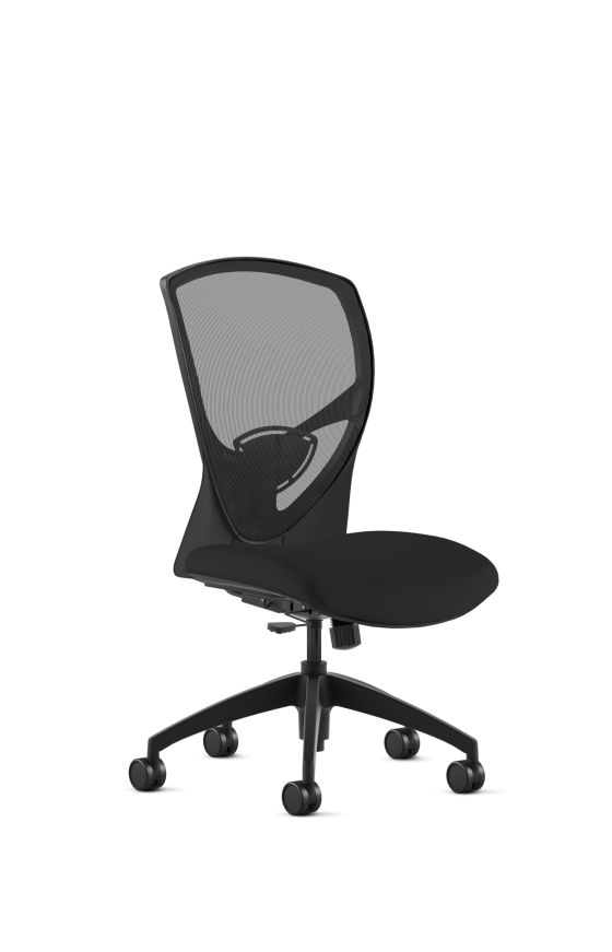 9to5 Seating Theory Mid-Back 300 LB Office Chair, Mesh Back, Upholstered Seat, Simple Synchro Control, Armless