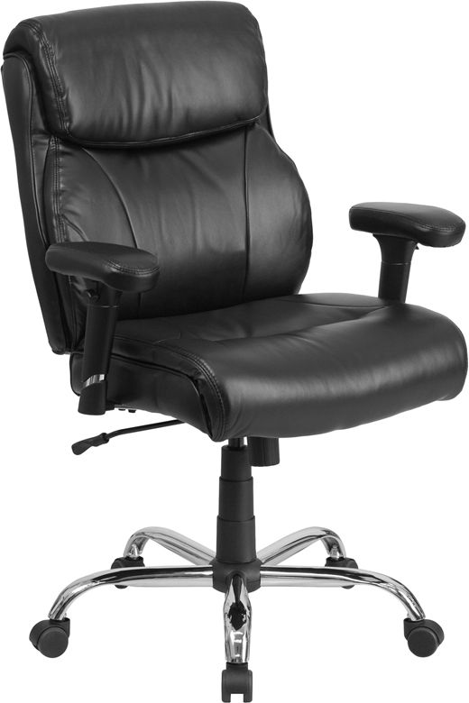 Husky Office® Heavy Duty 400 lb Big & Tall Black Leather Office Chair with Lumbar Support
