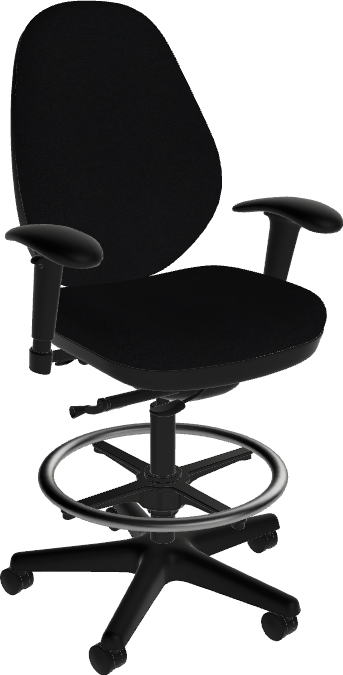 Sitmatic GoodFit Upholstered Back Medium Height Drafting Stool with Adjustable Armrests