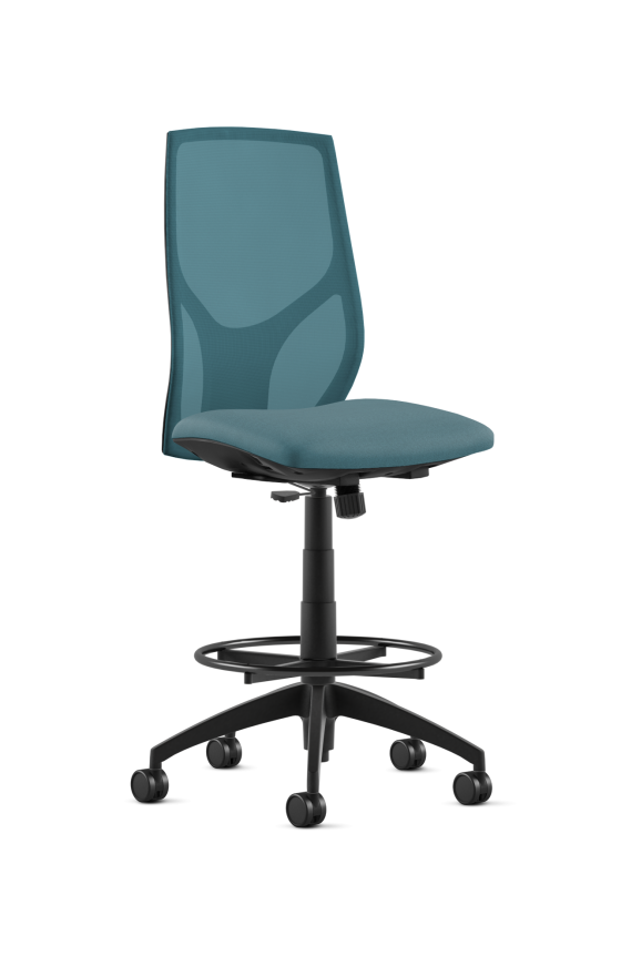9to5 Seating Vault Mesh Mid-Back Counter Height 300 LB Office Stool, Adjustable Back, Seat Slider, Simple Synchro Tilt Control, Armless