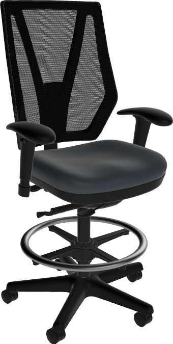 Sitmatic GoodFit Mesh Back Tall Height Drafting Stool with Adjustable Armrests