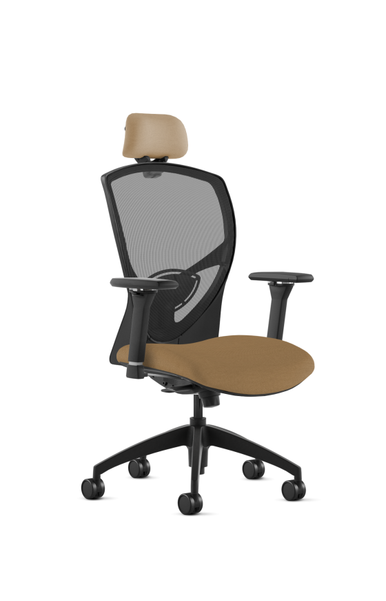 9to5 Seating Theory High-Back 300 LB Executive Office Chair, Mesh Back, Upholstered Seat, Full Synchro Control, Height Adjustable and Pivot Arms