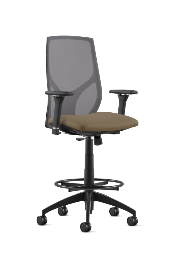 9to5 Seating Vault Mesh Mid-Back Counter Height 300 LB Office Stool, Adjustable Back, Seat Slider, Simple Synchro Tilt Control, 10-Way Adjustable Arm