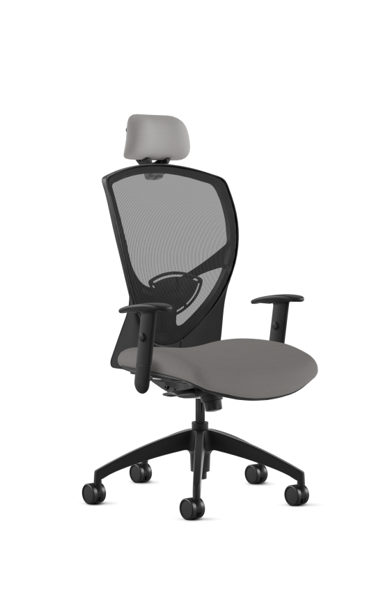 9to5 Seating Theory High-Back 300 LB Executive Office Chair, Mesh Back, Upholstered Seat, Full Synchro Control, Black Four-Way Adjustable Arms