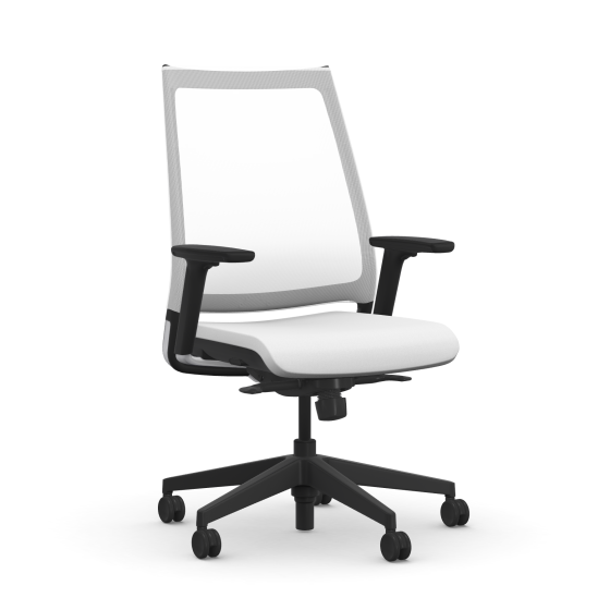 9to5 Seating Luna High Back Office Chair with Upholstered Seat and Mesh Back, Full Synchro-Tilt Control, and Four Way Adjustable Armrests