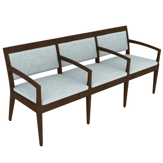Indiana Furniture Gleem+ 400 LB Tandem Guest Chairs with Clean Outs, Single/Single/Single