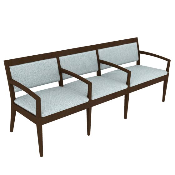 Indiana Furniture Gleem+ 600 LB Tandem Guest Chairs with Clean Outs, Single/Single/Bariatric