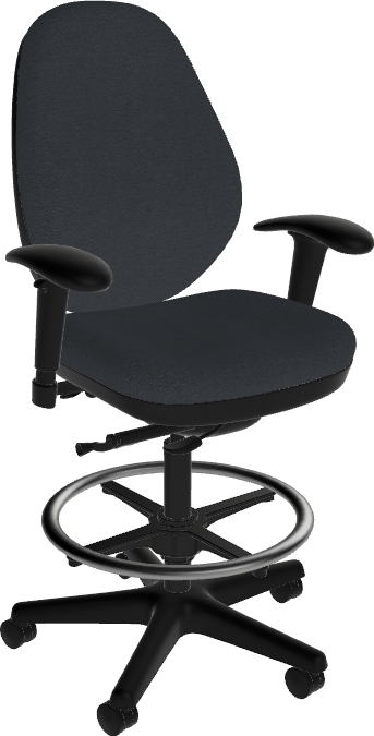 Sitmatic GoodFit Upholstered Back Tall Height Drafting Stool with Adjustable Armrests