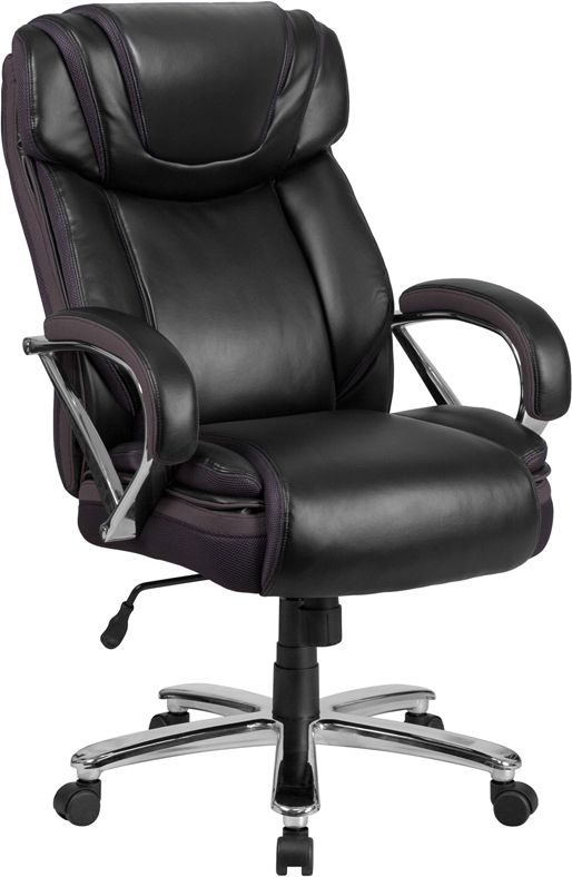 Husky Office® 500 lb Capacity Big & Tall Leather Executive Chair-Black