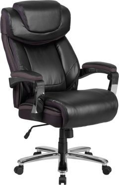 Husky Office® 500 lb Big & Tall Leather Executive Chair with Mesh Trim-Black