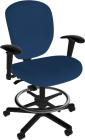 Sitmatic Posh Operational Wide Seat Mid Back 550 LB Tall Height Drafting Stool with Seat Slider, Synchronized Rocking, & Adjustable Arms