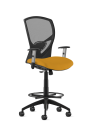 9to5 Seating Theory Mid-Back 300 LB Bar Height Office Stool, Mesh Back, Upholstered Seat, Simple Synchro Control, Silver Two-Way Adjustable Arms