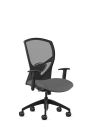 9to5 Seating Theory Mid-Back 300 LB Office Chair, Mesh Back, Upholstered Seat, Full Synchro Control, Black Four-Way Adjustable Arms